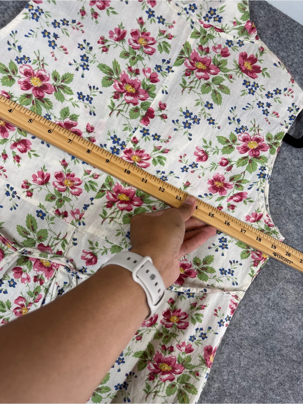 VTG April Cornell Floral Cotton Midi Dress Ivory Medium Cottagecore Prairie Boho - Picture 11 of 14